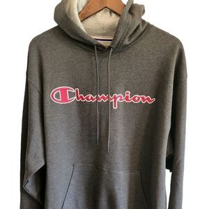 CHAMPION Men's Gray Powerblend Pullover Hoodie Size Large